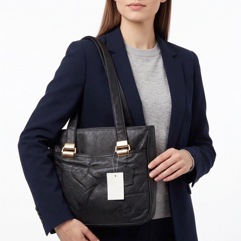 Sears Shoulder Bag Women's OS Black Leather Gold Hardware NWT